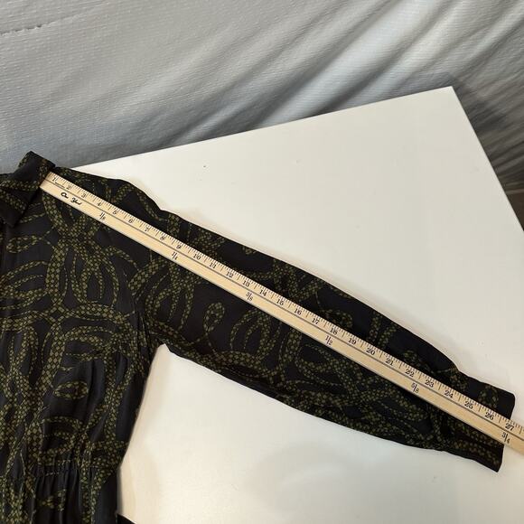 Richard Allan x H&M Shirt Dress Brown Green Printed Pattern Dress Women’s Sz 6 - Picture 12 of 12